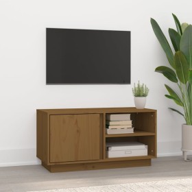 Mueble de TV madera maciza de pino marrón miel 80x35x40,5 cm de vidaXL, Muebles TV - Ref: Foro24-814467, Precio: 56,99 €, Des...