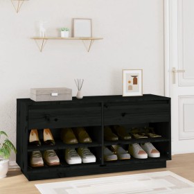 Solid black pine wood shoe cabinet 110x34x52 cm by vidaXL, Shoe racks and shoe organizers - Ref: Foro24-814448, Price: 116,04...