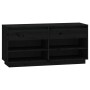 Mueble zapatero de madera maciza de pino negro 110x34x52 cm de vidaXL, Zapateros y organizadores de calzado - Ref: Foro24-814...