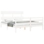 White solid wood bed frame with headboard 160x200 cm by vidaXL, Beds and slatted bases - Ref: Foro24-3195102, Price: 135,59 €...