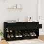 Solid black pine wood shoe cabinet 110x34x52 cm by vidaXL, Shoe racks and shoe organizers - Ref: Foro24-814448, Price: 120,08...