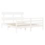 White solid wood bed frame with headboard 160x200 cm by vidaXL, Beds and slatted bases - Ref: Foro24-3195102, Price: 135,59 €...