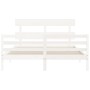 White solid wood bed frame with headboard 160x200 cm by vidaXL, Beds and slatted bases - Ref: Foro24-3195102, Price: 135,59 €...