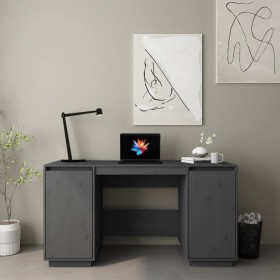 Solid gray pine wood desk 140x50x75 cm by vidaXL, Desks - Ref: Foro24-814326, Price: 170,27 €, Discount: %