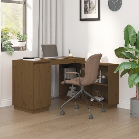 Honey brown solid pine wood desk 110x50x75 cm by vidaXL, Desks - Ref: Foro24-814507, Price: 131,54 €, Discount: %