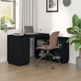 Solid black pine wood desk 110x50x75 cm by vidaXL, Desks - Ref: Foro24-814508, Price: 215,99 €, Discount: %