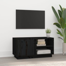 Mueble de TV madera maciza de pino negro 80x35x40,5 cm de vidaXL, Muebles TV - Ref: Foro24-814468, Precio: 70,99 €, Descuento: %