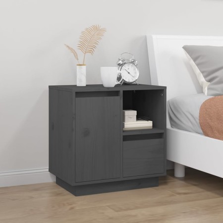 Solid gray pine wood bedside table 50x34x50 cm by vidaXL, Nightstands - Ref: Foro24-814483, Price: 56,51 €, Discount: %