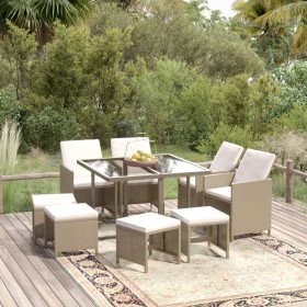 9-piece garden dining set with beige synthetic rattan cushions by vidaXL, Garden sets - Ref: Foro24-3095517, Price: 469,10 €,...