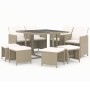 Set comedor de jardín 9 pzas con cojines ratán sintético beige de vidaXL, Conjuntos de jardín - Ref: Foro24-3095517, Precio: ...