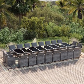 21-teilige Garten-Essgruppe mit grauen Kissen aus synthetischem Rattan von vidaXL, Gartensets - Ref: Foro24-3095672, Preis: 2...