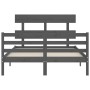 Estructura de cama con cabecero madera maciza gris 140x190 cm de vidaXL, Camas y somieres - Ref: Foro24-3195073, Precio: 154,...