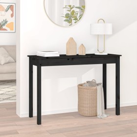 Mesa consola madera maciza de pino negro 110x40x75 cm de vidaXL, Mesas auxiliares - Ref: Foro24-814243, Precio: 97,99 €, Desc...