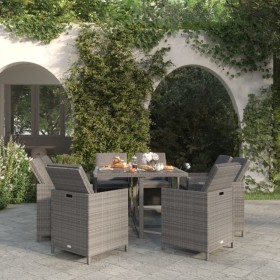 Garten Esstischgarnitur 9 tlg. und Kissen Kunststoff Rattan grau von vidaXL, Gartensets - Ref: Foro24-3095510, Preis: 632,99 ...