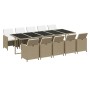 Set comedor de jardín 11 pzas con cojines ratán sintético beige de vidaXL, Conjuntos de jardín - Ref: Foro24-3095596, Precio:...