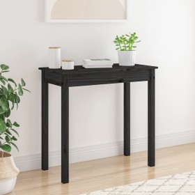 Mesa consola de madera maciza de pino negro 80x40x75 cm de vidaXL, Mesas auxiliares - Ref: Foro24-814248, Precio: 92,99 €, De...