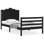 Bed frame with black solid wood headboard 100x200 cm by vidaXL, Beds and slatted bases - Ref: Foro24-3194175, Price: 126,84 €...