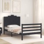 Bed frame with black solid wood headboard 100x200 cm by vidaXL, Beds and slatted bases - Ref: Foro24-3194175, Price: 126,84 €...