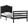 Bed frame with black solid wood headboard 100x200 cm by vidaXL, Beds and slatted bases - Ref: Foro24-3194175, Price: 126,84 €...