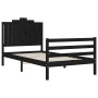 Bed frame with black solid wood headboard 100x200 cm by vidaXL, Beds and slatted bases - Ref: Foro24-3194175, Price: 126,84 €...