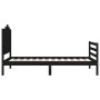 Bed frame with black solid wood headboard 100x200 cm by vidaXL, Beds and slatted bases - Ref: Foro24-3194175, Price: 126,84 €...