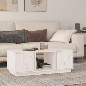 Couchtisch aus massivem weißem Kiefernholz, 110 x 50 x 40 cm von vidaXL, Couchtisch - Ref: Foro24-814425, Preis: 84,99 €, Rab...