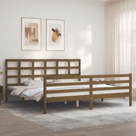 Honey brown solid wood bed frame and headboard 200x200 cm by vidaXL, Beds and slatted bases - Ref: Foro24-3194009, Price: 165...