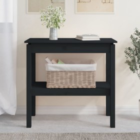 Mesa consola de madera maciza de pino negro 80x40x75 cm de vidaXL, Mesas auxiliares - Ref: Foro24-814308, Precio: 90,62 €, De...