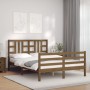 Double bed frame with honey brown wooden headboard by vidaXL, Beds and slatted bases - Ref: Foro24-3193929, Price: 157,99 €, ...