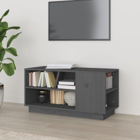 Solid pine wood TV stand in gray, 80x35x40.5 cm by vidaXL, TV Furniture - Ref: Foro24-814406, Price: 52,56 €, Discount: %