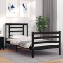 Bed frame with black solid wood headboard 100x200 cm by vidaXL, Beds and slatted bases - Ref: Foro24-3194695, Price: 114,99 €...