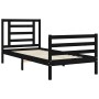 Bed frame with black solid wood headboard 100x200 cm by vidaXL, Beds and slatted bases - Ref: Foro24-3194695, Price: 114,99 €...