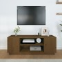 Solid pine wood TV stand in honey brown color, 110x35x40.5 cm by vidaXL, TV Furniture - Ref: Foro24-814412, Price: 68,99 €, D...