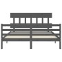 Double bed frame with gray solid wood headboard by vidaXL, Beds and slatted bases - Ref: Foro24-3195163, Price: 153,33 €, Dis...