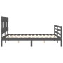 Double bed frame with gray solid wood headboard by vidaXL, Beds and slatted bases - Ref: Foro24-3195163, Price: 153,33 €, Dis...