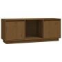 Solid pine wood TV stand in honey brown color, 110.5x35x44 cm by vidaXL, TV Furniture - Ref: Foro24-814342, Price: 58,77 €, D...