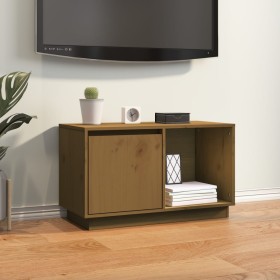 Solid pine wood TV stand in honey brown color, 74x35x44 cm by vidaXL, TV Furniture - Ref: Foro24-814337, Price: 44,39 €, Disc...