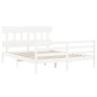 White solid wood bed frame with headboard 160x200 cm by vidaXL, Beds and slatted bases - Ref: Foro24-3195167, Price: 139,37 €...