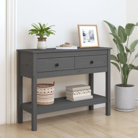 Solid gray pine wood console table 100x35x75 cm by vidaXL, Side tables - Ref: Foro24-814626, Price: 119,44 €, Discount: %