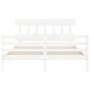 White solid wood bed frame with headboard 160x200 cm by vidaXL, Beds and slatted bases - Ref: Foro24-3195167, Price: 139,37 €...