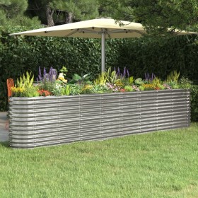 Planter raised bed steel powder coating silver 332x40x68 cm by vidaXL, Pots and planters - Ref: Foro24-318912, Price: 99,87 €...