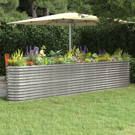 Planter raised bed steel powder coating silver 332x40x68 cm by vidaXL, Pots and planters - Ref: Foro24-318912, Price: 99,87 €...