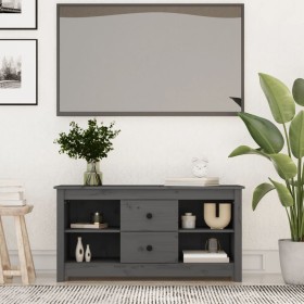 Mueble de TV de madera maciza de pino gris 103x36,5x52 cm de vidaXL, Muebles TV - Ref: Foro24-814571, Precio: 81,99 €, Descue...