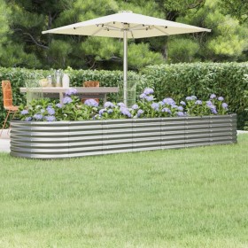 Planter raised bed steel powder coating silver 296x80x36 cm by vidaXL, Pots and planters - Ref: Foro24-318927, Price: 94,99 €...