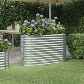 Steel flower bed powder coated silver 114x40x68 cm by vidaXL, Pots and planters - Ref: Foro24-318892, Price: 87,99 €, Discoun...