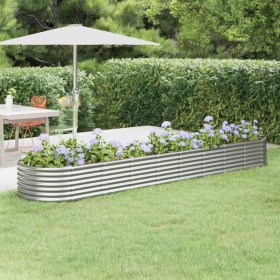 Steel flower bed powder coated silver 368x80x36 cm by vidaXL, Pots and planters - Ref: Foro24-318932, Price: 103,67 €, Discou...