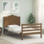 Estructura cama y cabecero madera maciza marrón miel 100x200 cm de vidaXL, Camas y somieres - Ref: Foro24-3194174, Precio: 12...