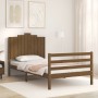 Honey brown solid wood bed frame and headboard 100x200 cm by vidaXL, Beds and slatted bases - Ref: Foro24-3194174, Price: 124...