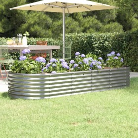 Steel flower bed powder coated silver 224x80x36 cm by vidaXL, Pots and planters - Ref: Foro24-318922, Price: 65,63 €, Discoun...