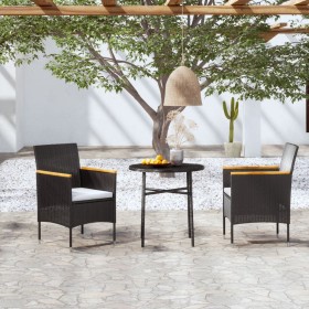 Juego de comedor para jardín 3 piezas ratán sintético negro de vidaXL, Conjuntos de jardín - Ref: Foro24-3098025, Precio: 172...